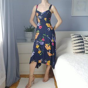 MAEVE Navy Floral Midi Dress Sz 8